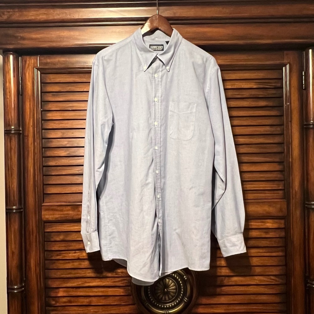 Vintage Lands End Oxford Shirt Mens XL Light Blue Button Down Long Sleeve USA